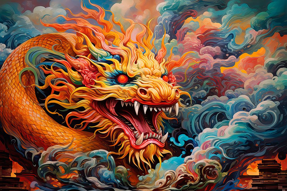 Japanese dragon. AI Generated.